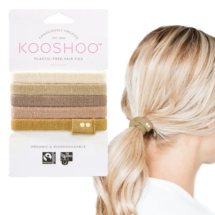 Plastic-Free Flat Hair Ties - 4 color options