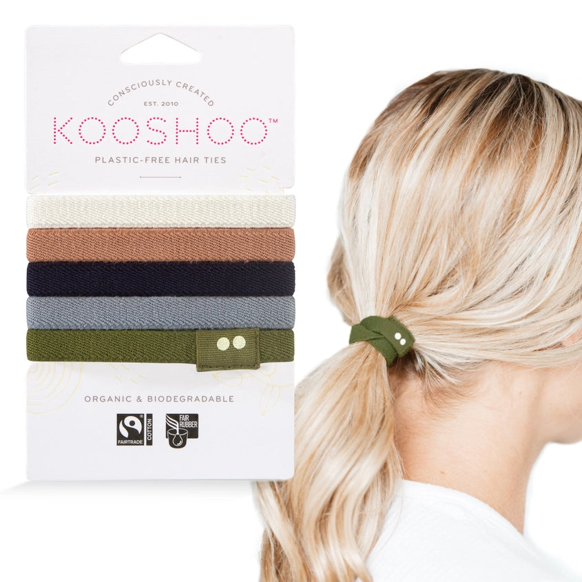 Plastic-Free Flat Hair Ties - 4 color options