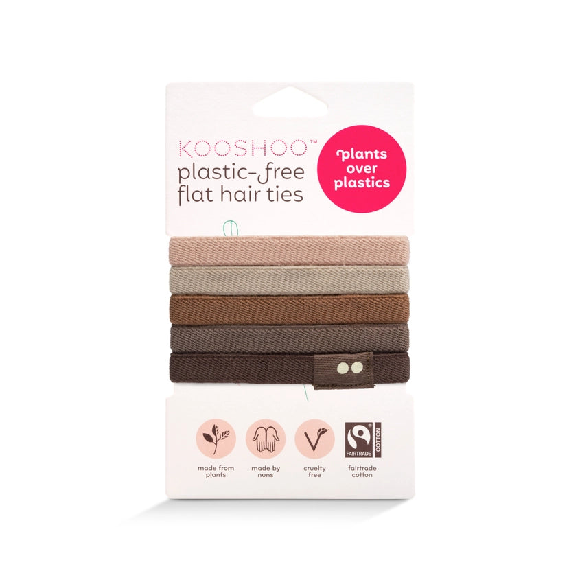 Plastic-Free Flat Hair Ties - 4 color options