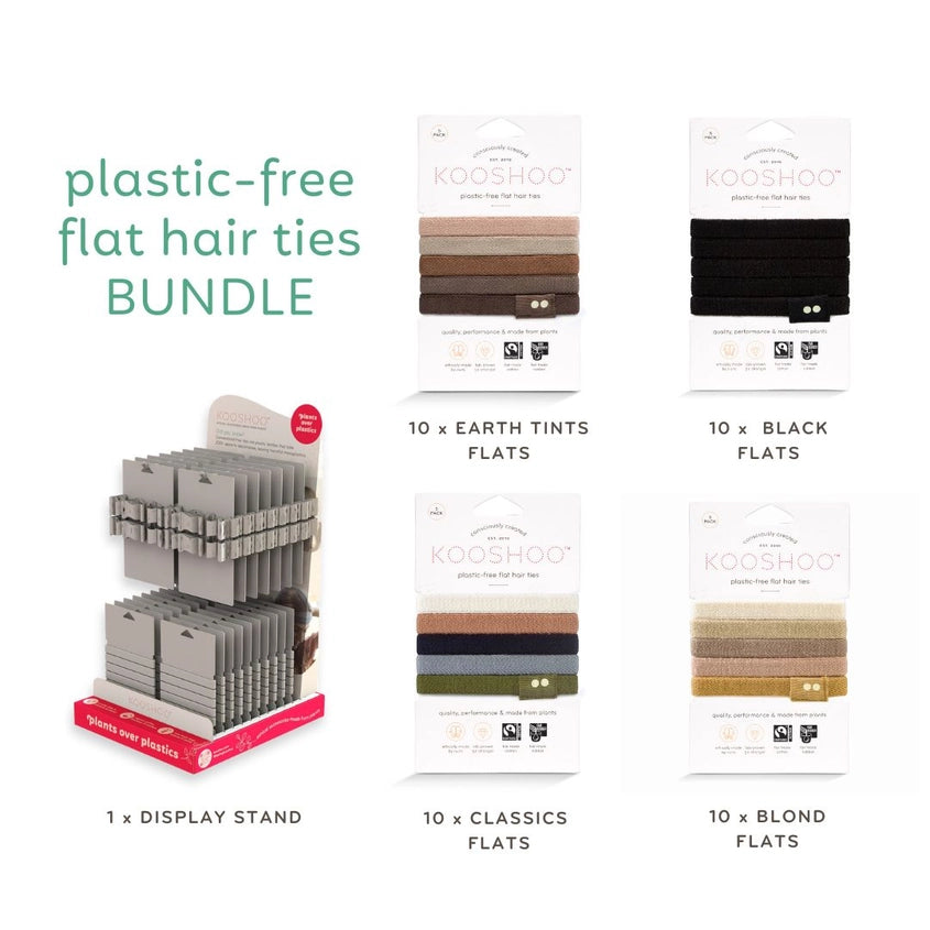 Plastic-Free Flat Hair Ties - 4 color options