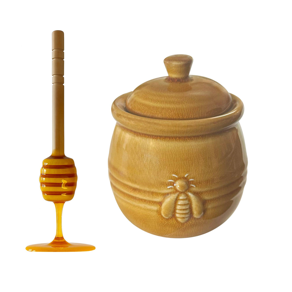 Ceramic Honey Jar and Dipper
