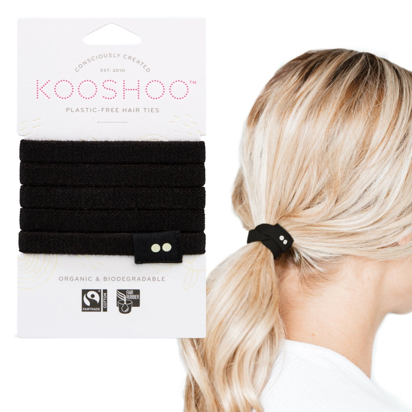 Plastic-Free Flat Hair Ties - Black